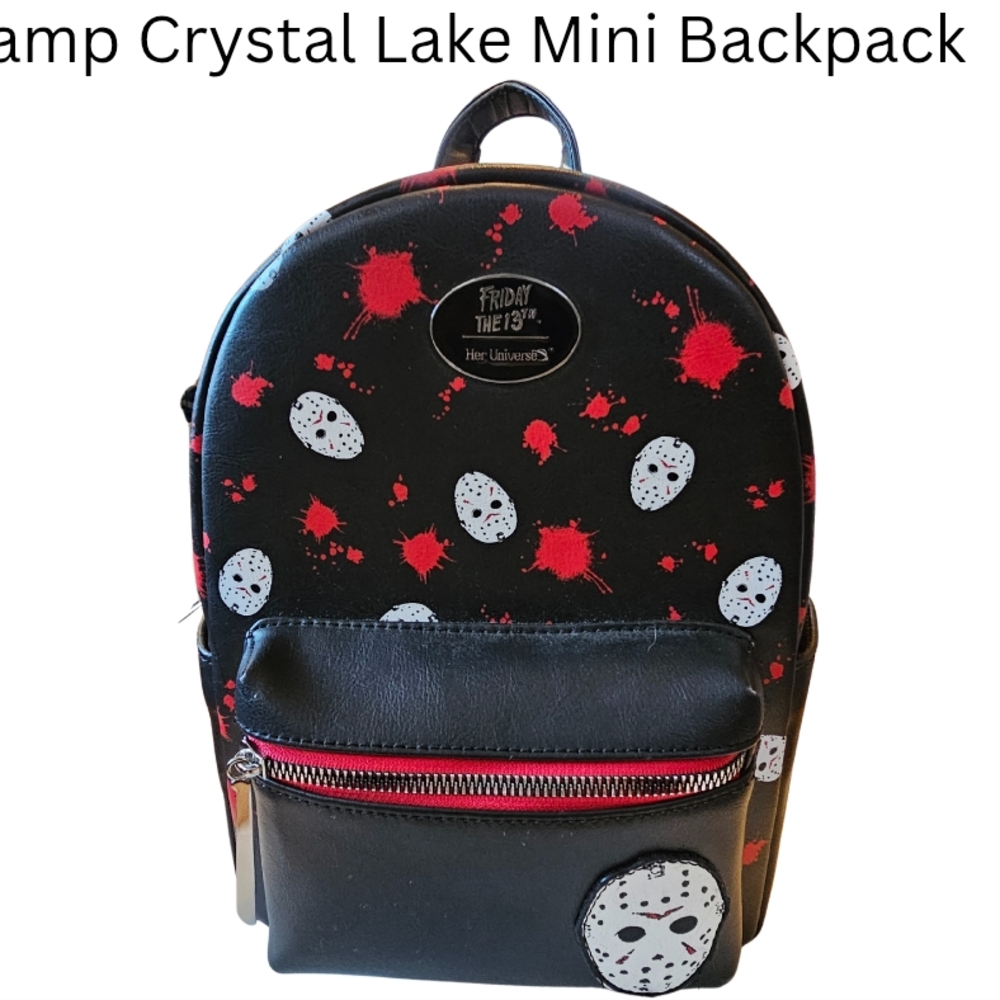Her Universe Black and Red Camp Crystal Lake Mini Backpack